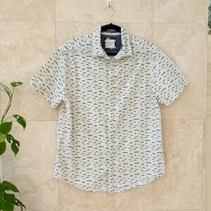 Denim & Flower Ricky Singh Mustache Print Button Down Shirt Size L